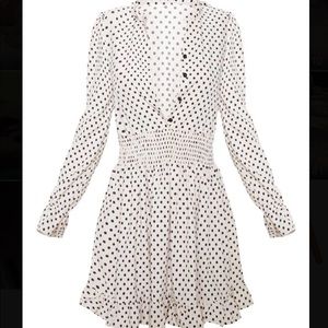 Stone Polka Dot Shirred Waist Shirt Dress